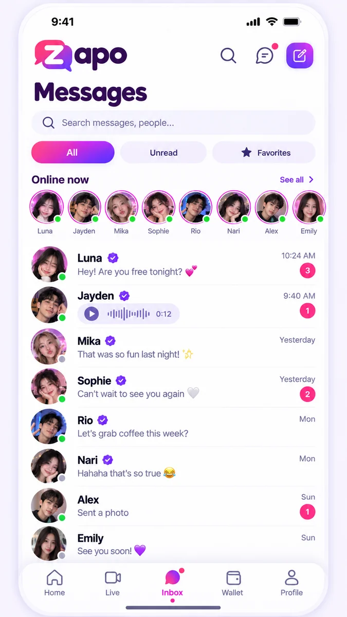 Messaging screen